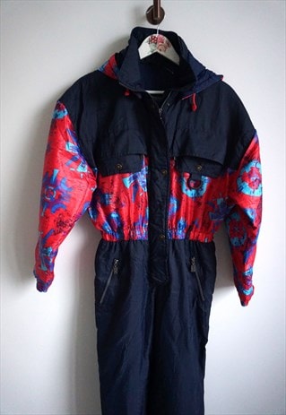 Vintage Onepiece Skiing Ski Suit Overall Jumpsuit Jacket