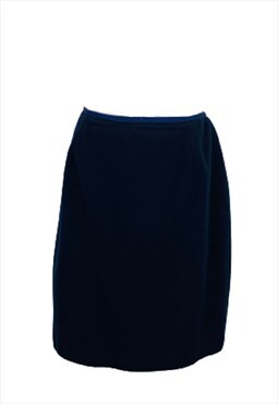 Laura Ashley Navy Knee Length Wool Skirt