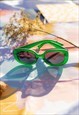 Green Narrow Oval Chunky Sunglasses
