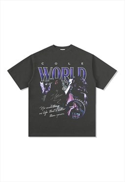 Grey J.Cole Graphic Cotton Fans T shirt tee