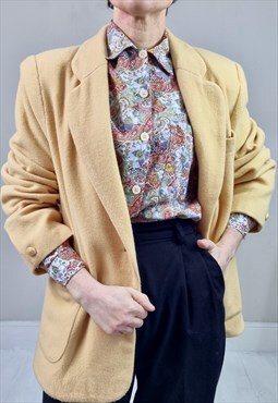 Vintage 90's Pale Yellow Wool Coat