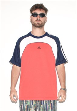 Vintage 90s athletic oversized t-shirt in red / navy blue