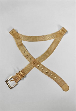 80'S VINTAGE GOLD METAL CHAINMAIL LADIES BELT