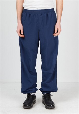 VINTAGE RETRO NAVY ADIDAS TRACK JOGGERS BOTTOMS