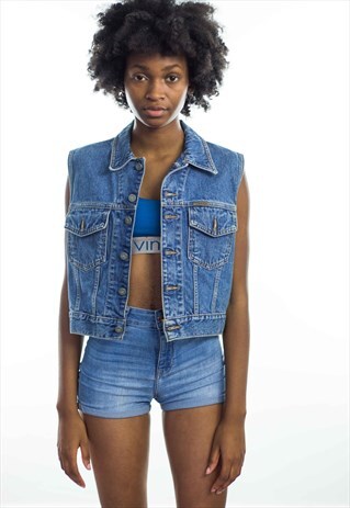 VINTAGE CALVIN KLEIN LOGO DENIM VEST 90S M 16.3