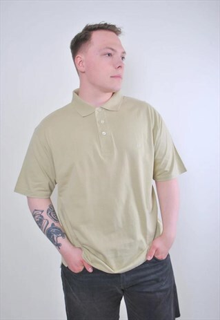 VINTAGE BEIGE SHORT SLEEVE MINIMALIST POLO SHIRT