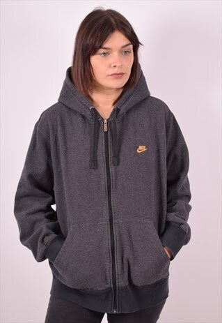 NIKE WOMENS VINTAGE HOODIE JACKET LARGE GREY 90S