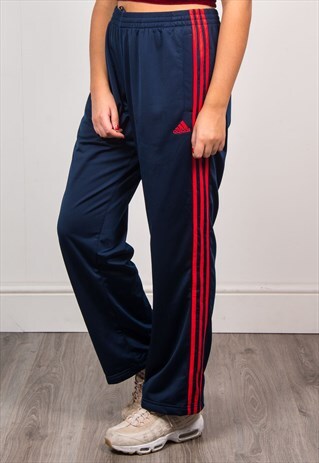 ADIDAS 90'S NAVY BLUE HIGH WAIST TRACKSUIT BOTTOMS TROUSERS