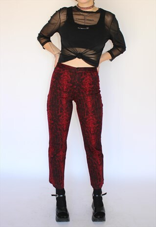 RED SNAKE SKIN TROUSER FESTIVAL PANTS
