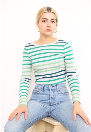VINTAGE 90S STRIPED STRIPE BRETON TOP T-SHIRT
