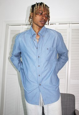 Vintage 90s Blue Corduroy Casual Shirt In XL