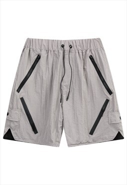 Extreme zippers utility shorts premium gorpcore pants grey