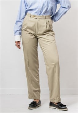 Vintage pleated suit pants in cream minimalist trousers