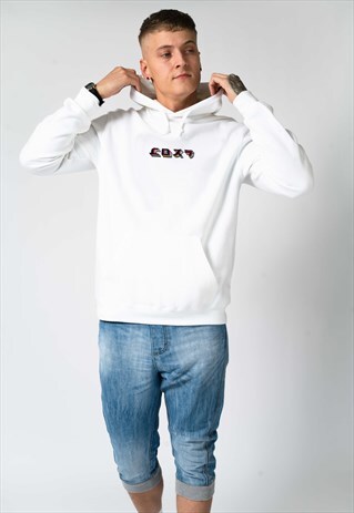 OVERSIZED HOODIE WHITE WITH EMBROIDERED COZY GRAPHIC