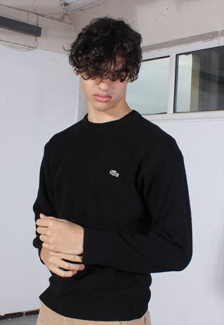 VINTAGE LACOSTE BLACK KNITTED WOOL JUMPER