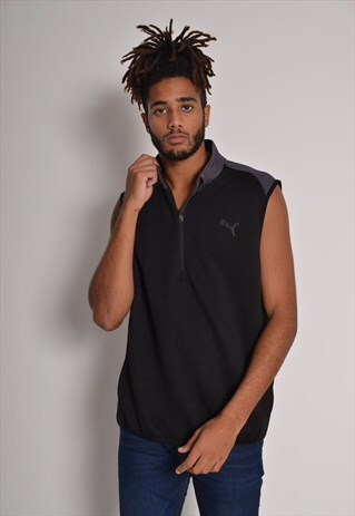 VINTAGE PUMA SLEEVELESS SWEATSHIRT BLACK