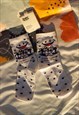 SMILEY FACE POLKA DOT JAPANESE TEXT SOCKS