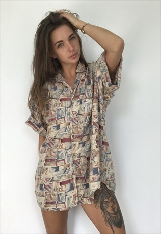 PATTERNED OVERSIZED RETRO VINTAGE UNISEX FESTIVAL SHIRT