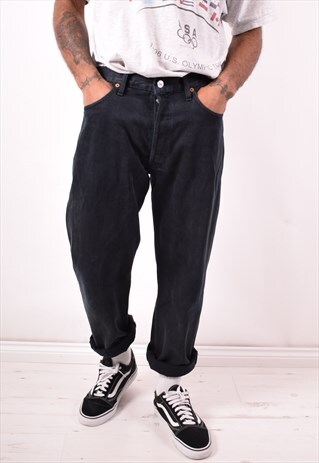 LEVI'S 501 MENS VINTAGE JEANS W34 L32 BLACK 90S