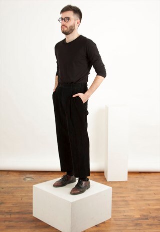 CORD BLACK PANTS/ LARGE MAN PANTS / DRESSY BLACK PANTS
