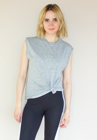 VINTAGE 80'S SLEEVELESS LIGHT GREY TOP