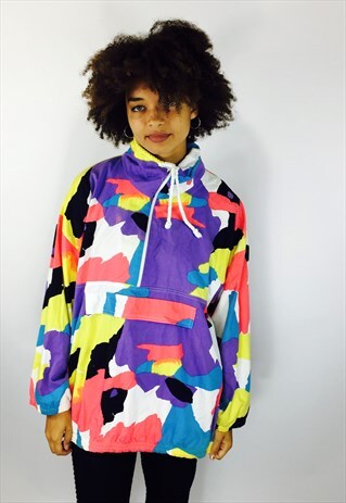 VINTAGE COLOURFUL RAVE CAMO LIGHT JACKET