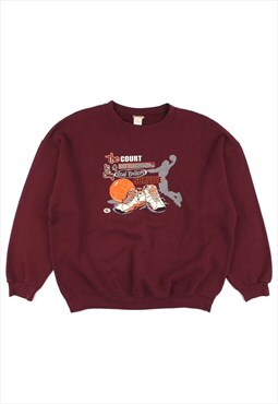 Vintage Basketball Court Baller Burgundy Sweatshirt