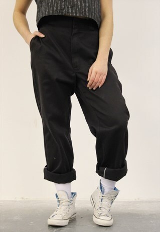 VINTAGE 1980S DICKIES BLACK HIGH-WAISTED TROUSER