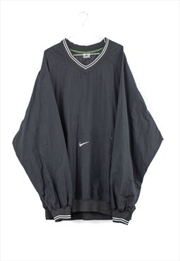 Vintage Nike Logo Windbreaker Sweatshirt in Black XL