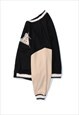 WIDE VARSITY JACKET STAR SLOGAN MA-1 BOMBER IN BLACK