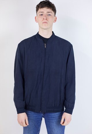 VINTAGE 90S PIERRE CARDIN NAVY BOMBER JACKET