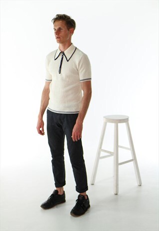SHORT SLEEVE TEXTURED POLO / PASTEL VINTAGE SUMMER TOP