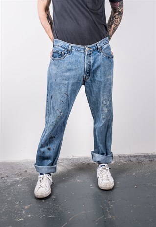 VINTAGE BLUE LEVI'S 501 PAINT JEANS