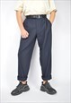 Vintage dark blue classic straight suit trousers