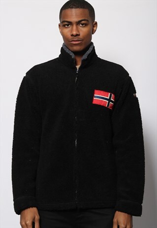 VINTAGE NAPAPIJRI BIG LOGO FULL ZIP FLEECE BLACK
