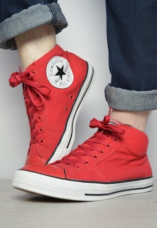 VINTAGE 90S CONVERSE RED HI-TOPS TRAINERS SNEAKERS GRUNGE