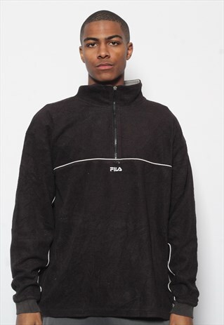 VINTAGE FILA 1/4 ZIP FLEECE BLACK