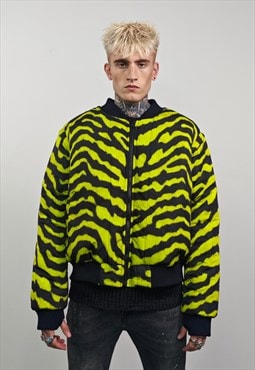 Zebra varsity jacket green reversible striped 4in1 bomber