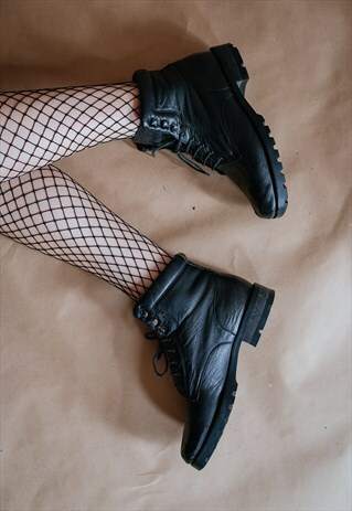 VINTAGE 90S BLACK ANKLE BOOTS