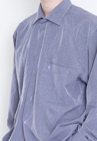 VINTAGE LIGHT PURPLE SILK LONG SLEEVE RETRO SHIRT