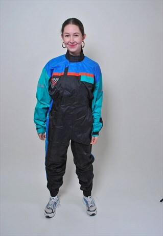 VINTAGE ONE PIECE SKI SUIT, NYLON LIGHT WATERPROOF SUIT