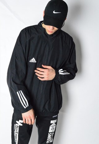 VINTAGE 90S BLACK ADIDAS FOOTBALL TRACK JACKET