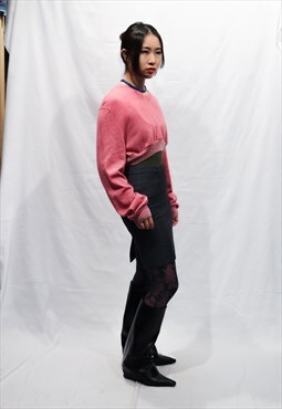 y2k pink woollen crop top jumper