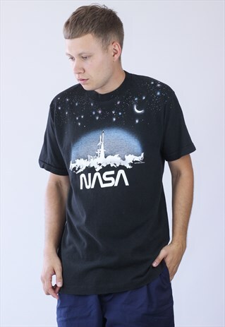1988 RARE VINTAGE MENS NASA GRAPHIC PRINTED T-SHIRT