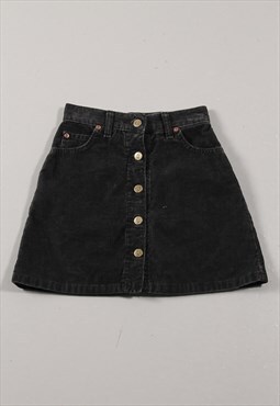 Vintage Lee A Line Skirt in Black Corduroy Mini Skirt W26