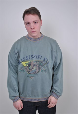 VINTAGE USA NATURE SWEATSHIRT, MISSISSIPI RIVER PRINT
