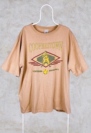 VINTAGE SINGLE STITCH T-SHIRT GRAPHIC BASEBALL COOPERSTOWN