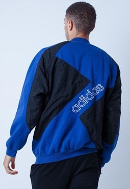 Vintage Adidas Spell Out Embroidered Blue Sweatshirt