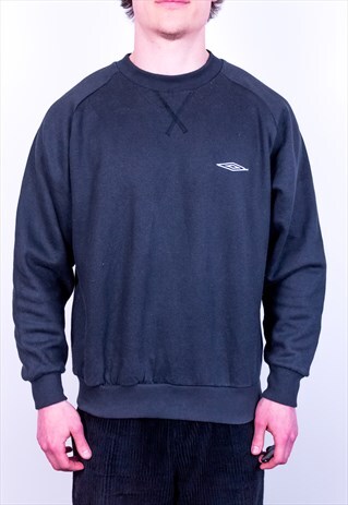 VINTAGE UMBRO SWEATSHIRT EMBROIDERED BLACK MEDIUM