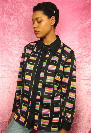 BLACK BLOUSE MULTI PRINT
